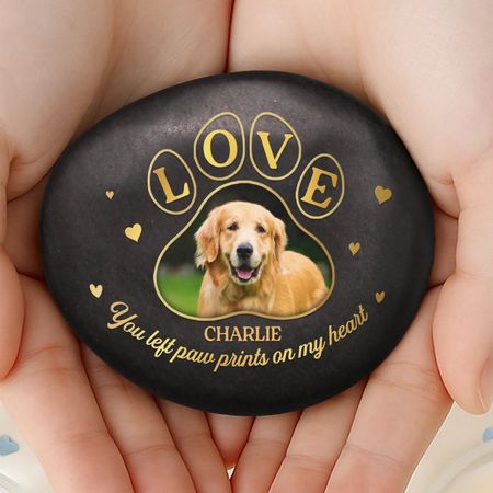 Custom Photo Printed Rock - Personalized Pet Memorial Gifts For Dogs, Cats - Forever In Our Hearts